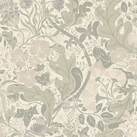 Manhattan Comfort Lisburn Elise Light Grey Nouveau Gardens 33 ft L X 209 in W Wallpaper BR4080-83105